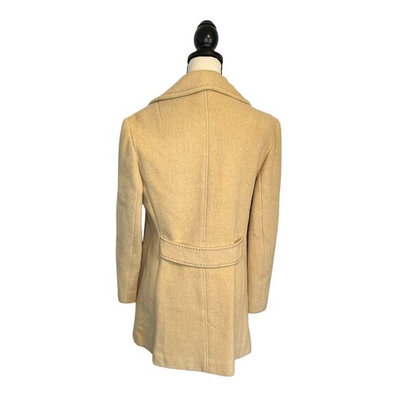 Vintage Womens Unbranded Wool Long Peacoat Camel Union Made Gold Stitching SZ 12 - Picture 4 of 7